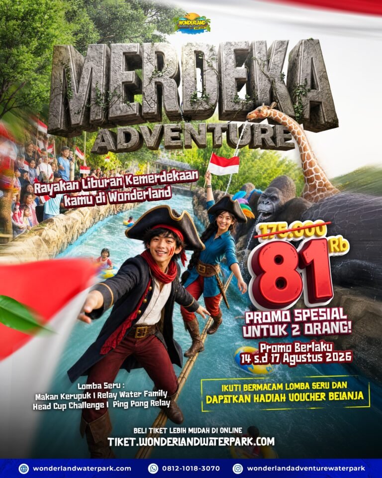 Promo 17 Agustus Wonderland Adventure Waterpark, Tiket Rp81 Ribu untuk 2 Orang